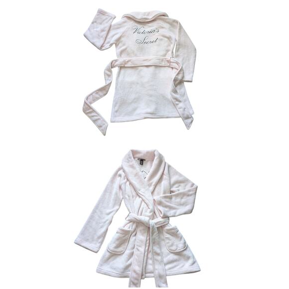 Victoria's Secret Other - Victorias Secret Embroidered Logo Plush Fleece Robe S Baby Pink Barbie Coquette